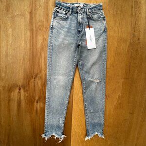 MOUSSY VINTAGE VERNA SKINNY JEANS WOMEN’S sz 25 High Rise Frayed Hem NWT